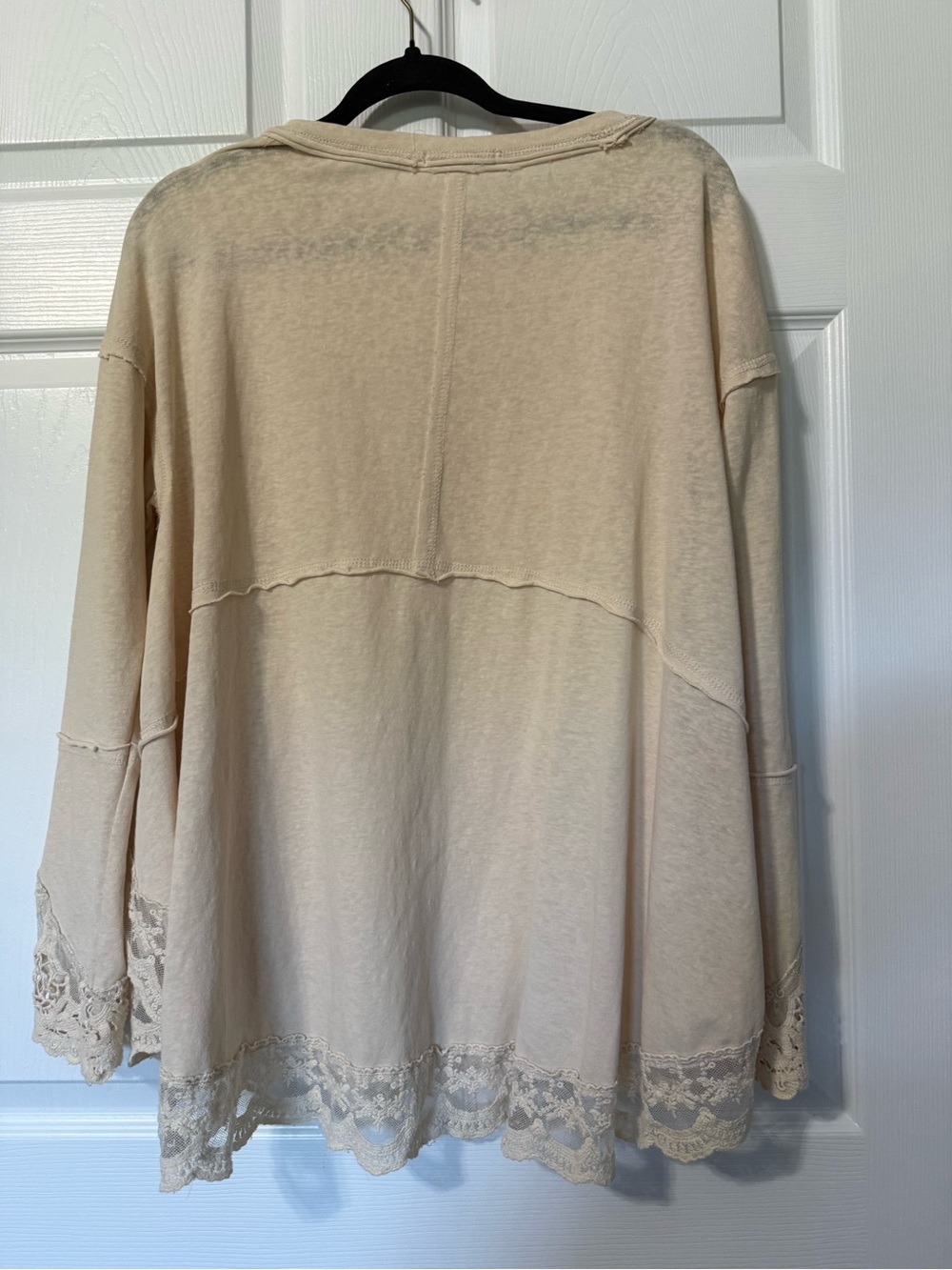 easel Cotton Blend Boho Lace Detail Long Sleeve Top - S - Picture 5 of 7
